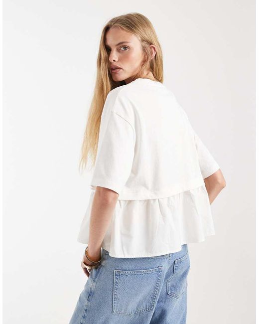 Miss Selfridge White Poplin Mix T-shirt