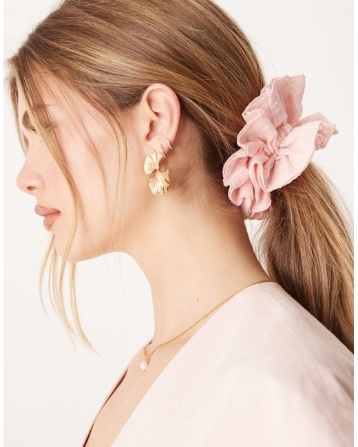 ASOS Natural Scrunchie With Frill And Bow Detail