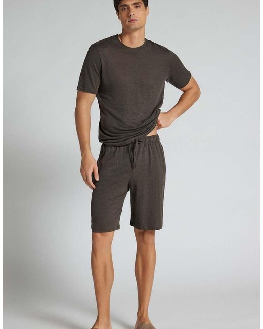 Intimissimi Gray 100% Linen Shorts for men
