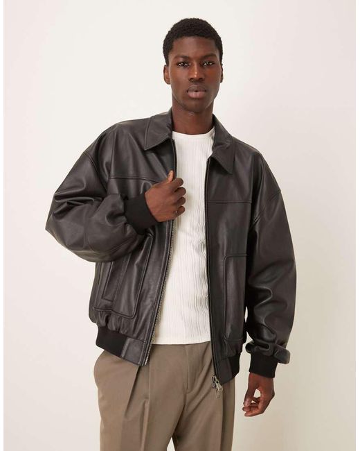 ASOS Brown Oversized Bomber Jacket for men