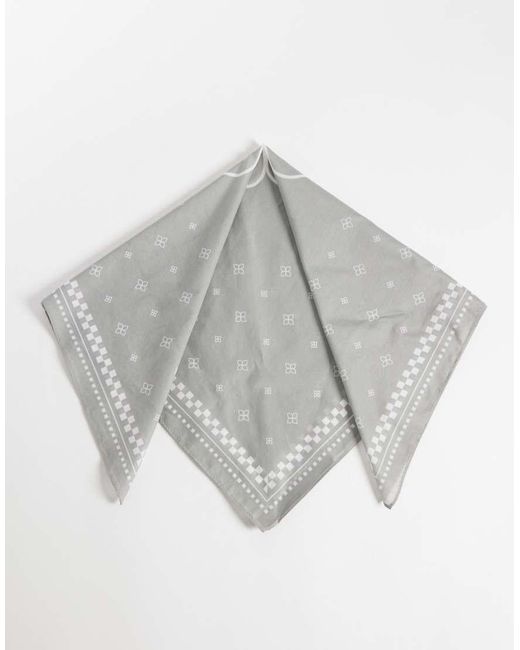 ASOS Gray Paisley And Checkerboard Cotton Bandana for men