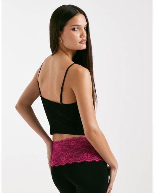 I.AM.GIA Multicolor Adella Super Soft Slinky Contrast Lace Diamante Logo Cami Top