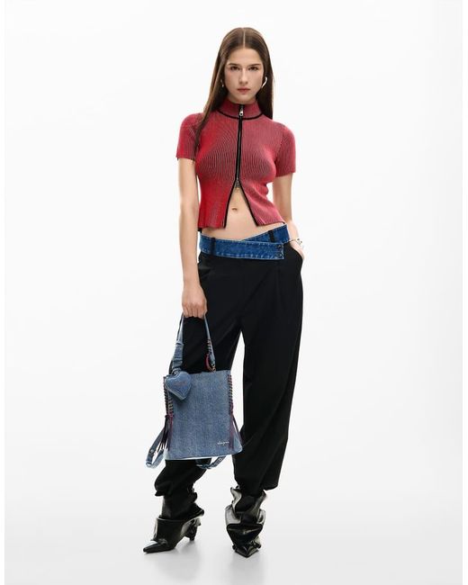 Desigual Blue Small Denim Heart Backpack
