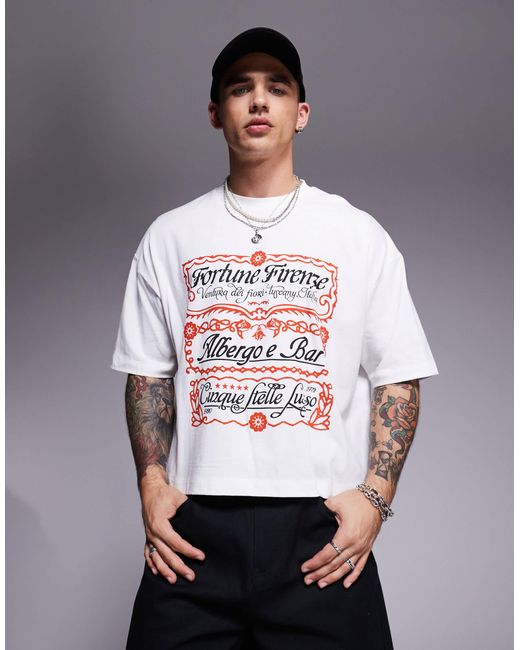 ASOS Gray Cropped Oversized T-shirt With Text Graphic for men