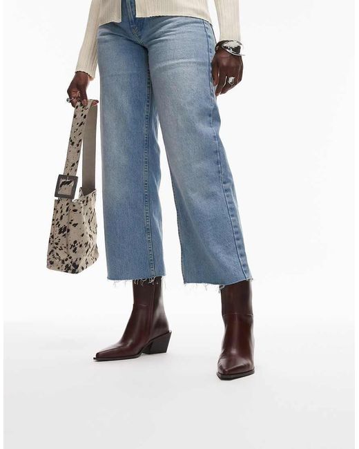 & Other Stories Blue Leather Pointed Heeled Boots