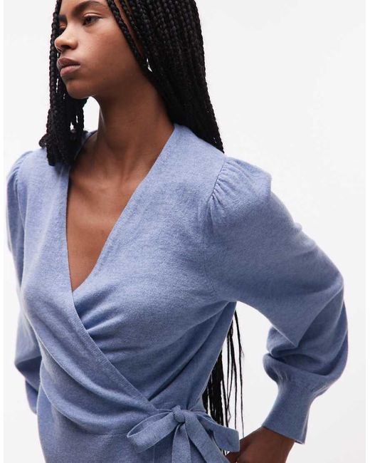& Other Stories Blue Pure Wool Wrap Cardigan