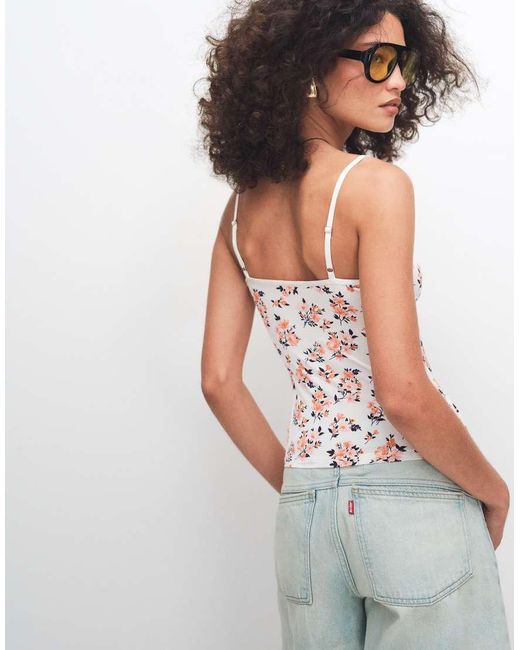 Monki White V-neck Strap Top