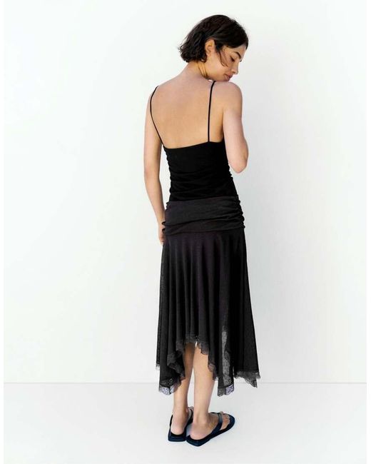 Pull&Bear Black Strappy Cut-Out Bodysuit With Appliques