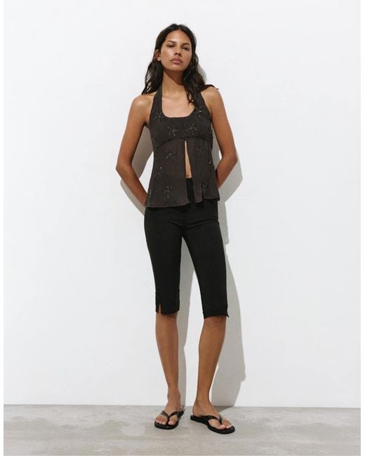 Top dos nu orné Pull&Bear en coloris Black