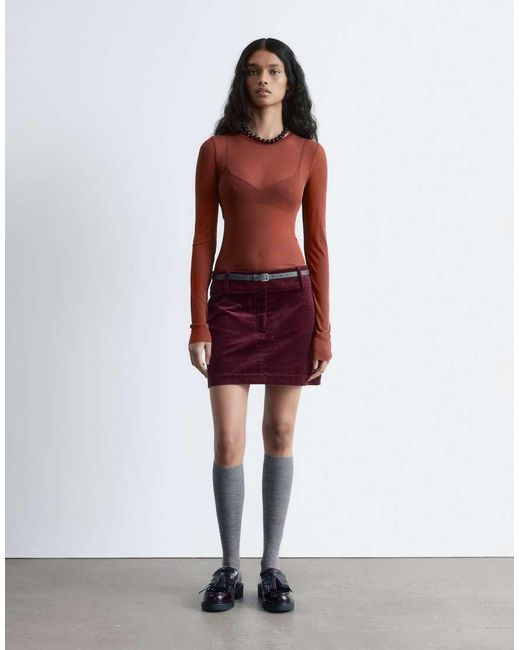 & Other Stories Red Cotton Rich Cord Mini Skirt