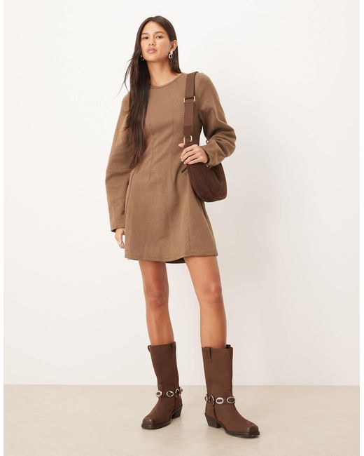 ASOS Natural Seamed Detail Sculpted Mini Dress