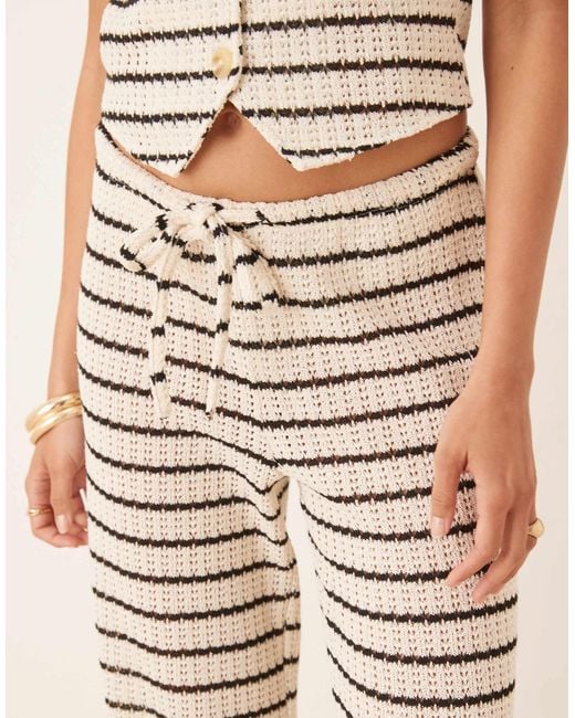 Gina Tricot Natural Co-ord Crochet Straight Leg Trousers