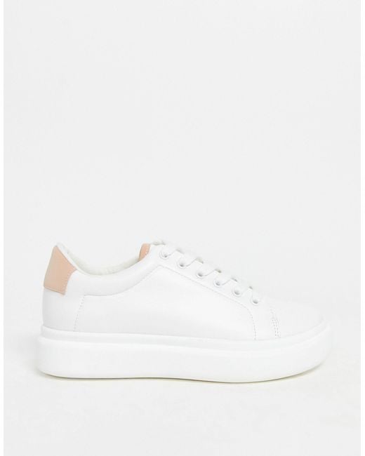 asos design doro chunky lace up sneakers in white