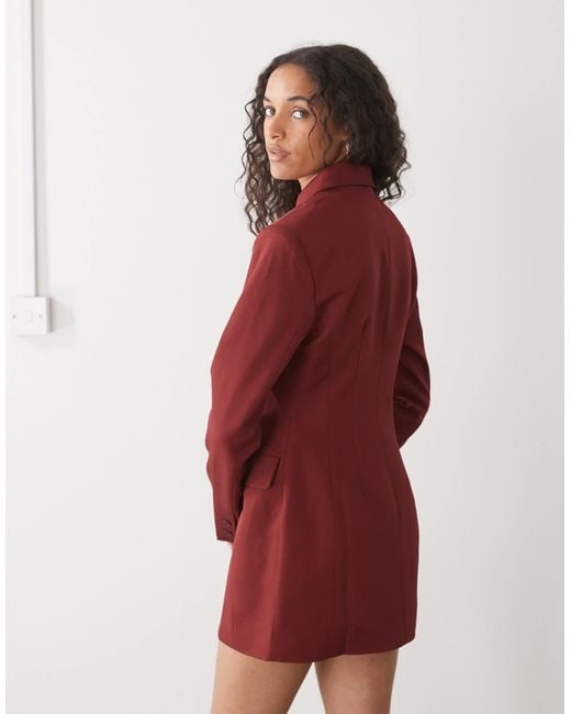Lioness Red Cheri Structu Button-front Tailo Blazer Mini Dress