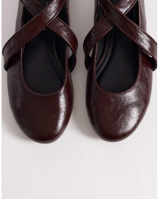 ASOS White Leash Cross Strap Ballet Flats