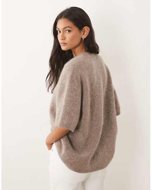ARKET Natural Alpaca And Wool Blend Short Sleeve Jumper