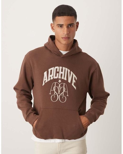 ASOS Brown Hoodie With Street Embroidery Print for men