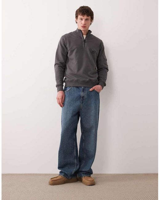 Barbour Gray Galloway Relaxed Half Zip Sweatshirt for men