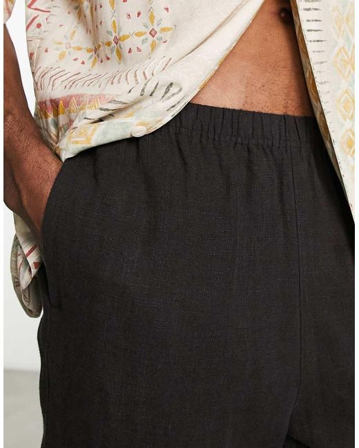 Weekday Black Seth Linen Trousers for men