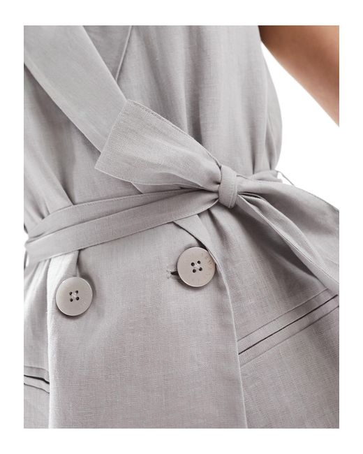 Armani Exchange Gray Linen Belted Vest