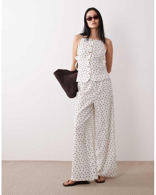 Wednesday's Girl Natural Tie Up Wide Leg Pants