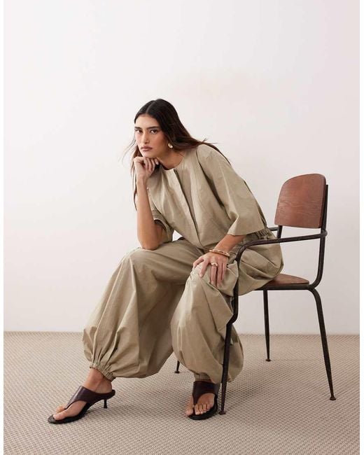 ARRANGE Natural Oversized Utility Jumpsuit