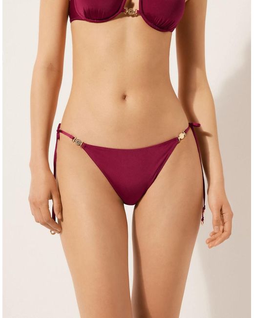 Calzedonia Red Tie Bikini Bottoms Minimal Fit