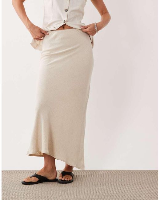 ASOS Natural Linen Look Bias Cut Midaxi Skirt