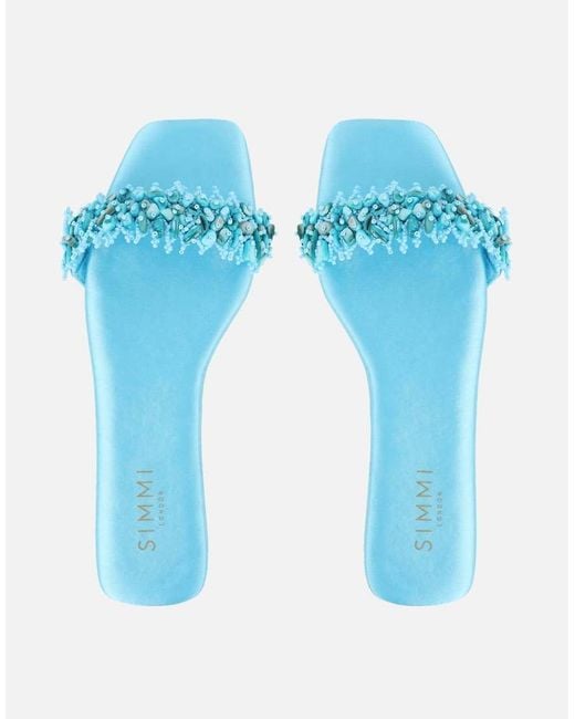 SIMMI Blue Hatty Slip On Flat Sandals