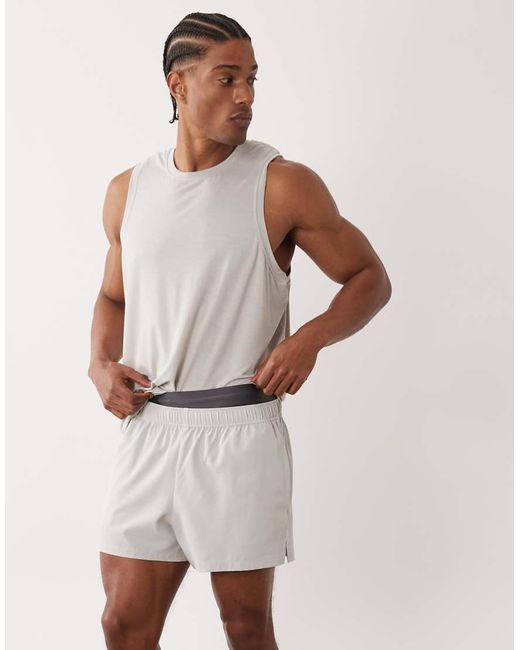 4505 Gray Active 5" Base Layer Training Half Tights With Phone Pocket for men