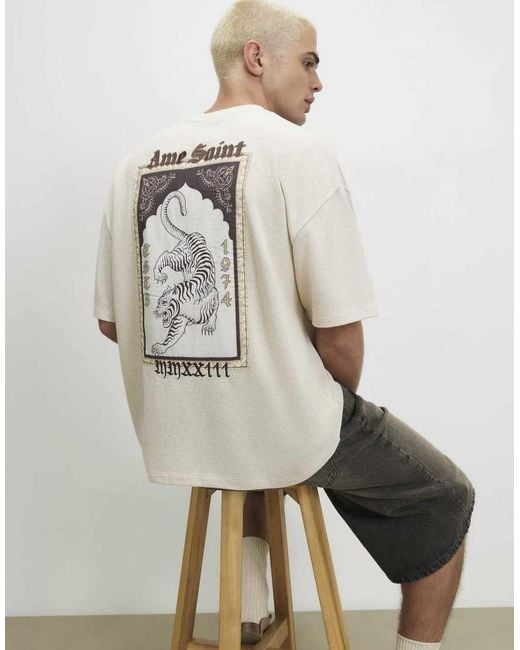 River Island Gray Cotton Blend Tapestry T-Shirt for men