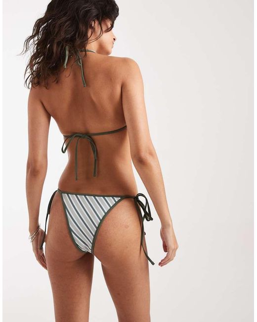 Daisy Street Natural Triangle Bikini Top And Tie Side Bottoms Set