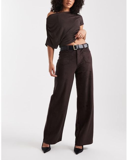 ONLY Black Faux Suede Wide Leg Trousers