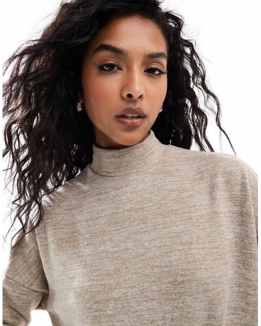Vero Moda Gray High Neck Oversized Jersey Top