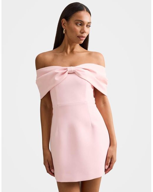 Forever New Pink Bandeau Oversized Bow Structured Mini Dress
