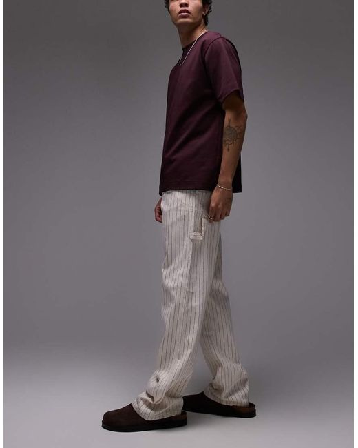 Dickies Gray Pinstripe Carpenter Trousers for men