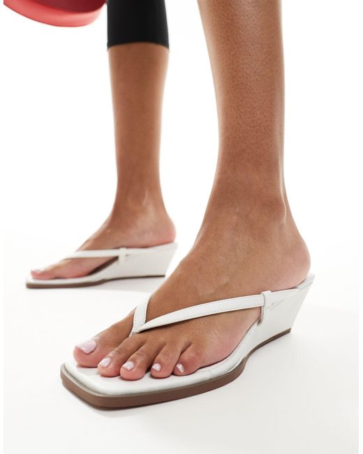 ASOS White Tulum Toe Thong Wedge Sandals