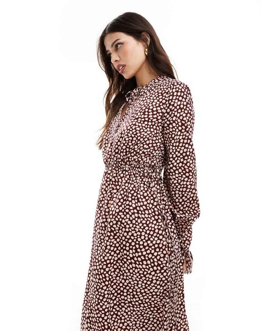 Wednesday's Girl Brown Spot Print Smock Midaxi Dress