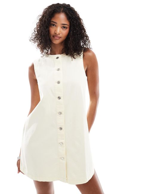 ASOS White – trapezförmiges jeans-minikleid