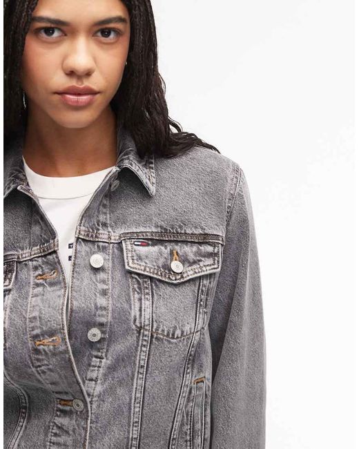 Tommy Hilfiger Pink Denim Trucker Flag Back Print Jacket