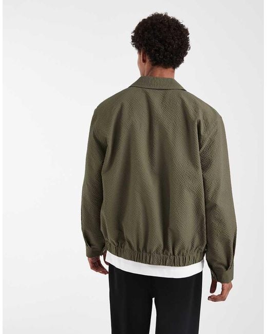 ASOS Green Textured Fabric Harrington for men