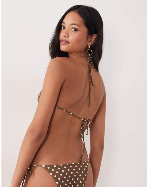 Free Society Brown Polka Dot Triangle Bikini Top