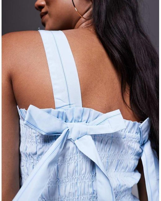 River Island Gesmokte Mini Jurk in het Blue