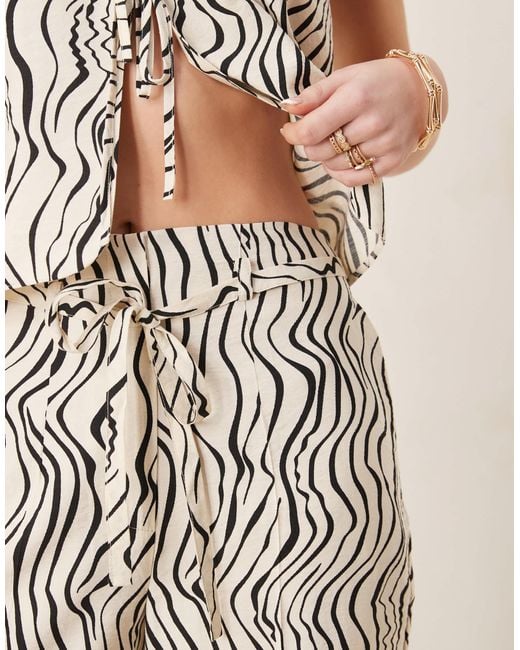 ASOS Natural – elegante hose aus leinenimitat mit zebramuster
