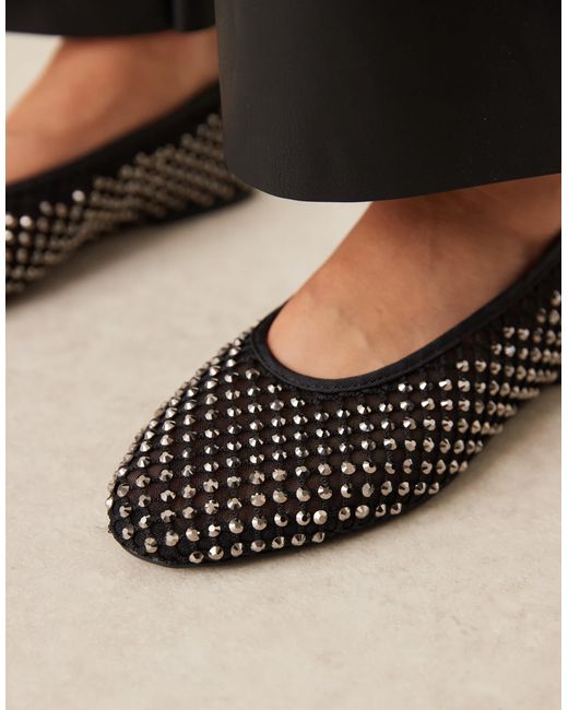 ASOS Black – lawn – verzierte ballerinas
