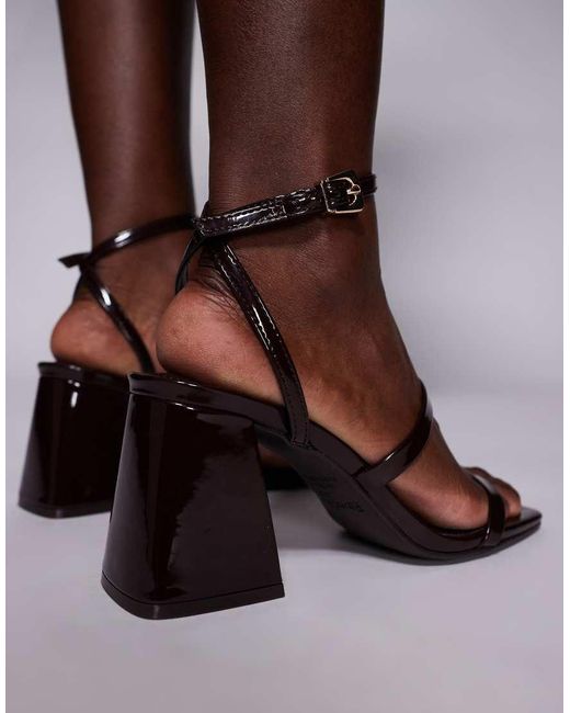 River Island Brown Strappy Low Block Heeled Sandal