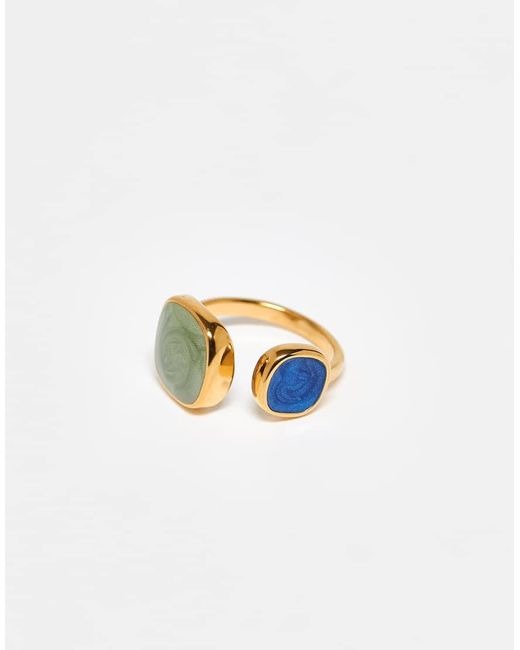 ASOS Blue Stainless Steel Wrap-around Ring With Faux Semi-precious Stones