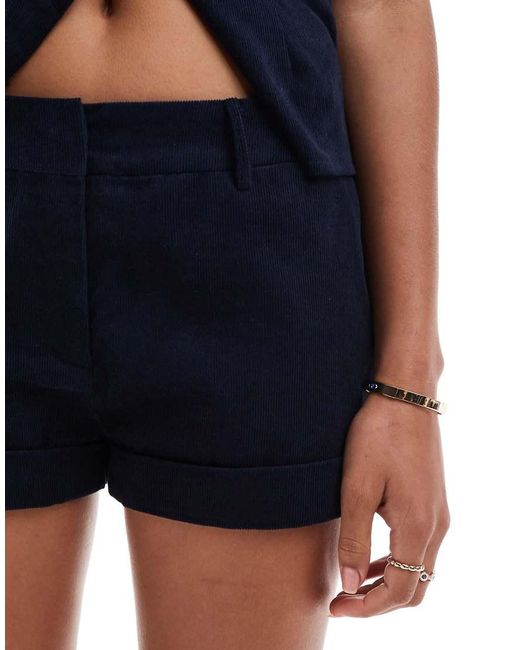 Motel Blue Wiluta Micro Cord Tailored Mini Shorts Co-Ord