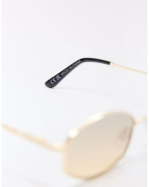 Bershka White Square Metal Frame Sunglasses for men