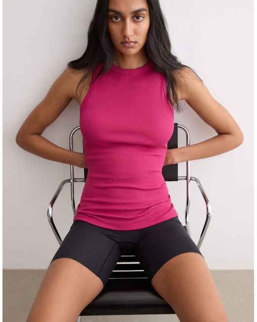 Intimissimi Pink Ribbed Superior Cotton Vest Top